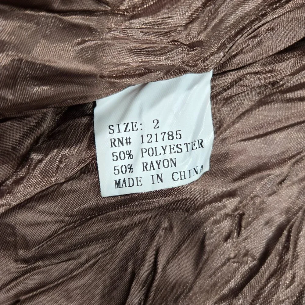 Vintage SURREALIST Steampunk Y2K Crinkled Velvet Embroidery Brown Jacket Size 2. - Picture 13 of 14